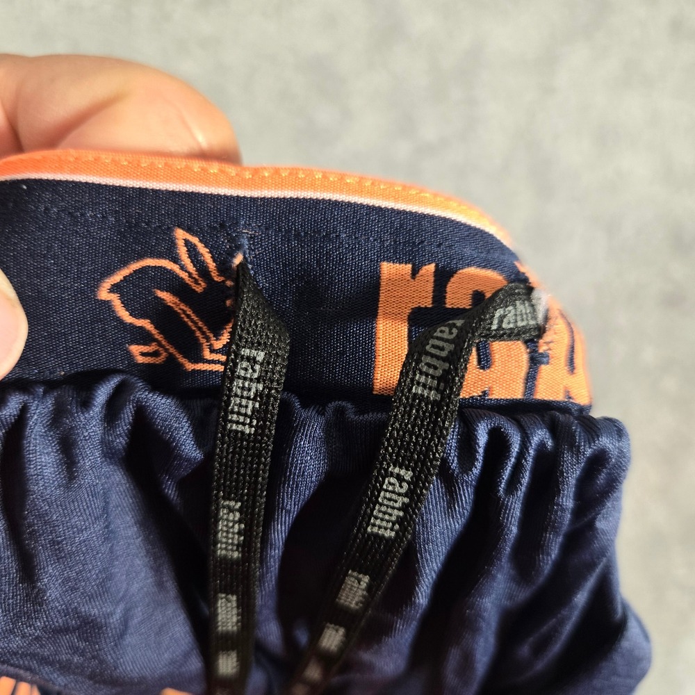 Rabbit Repeat 4 Womens Running Shorts Orange Navy Blue Zipper Pocket Large - Picture 9 of 9